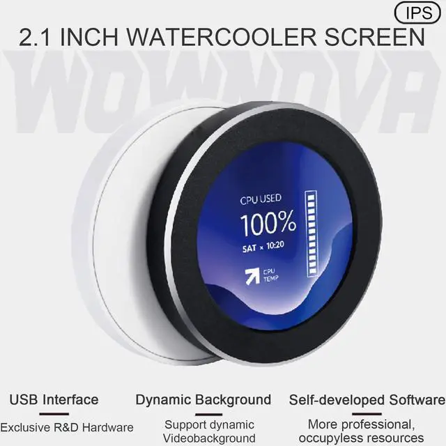 Alt view image 2 of 5 - WOWNOVA 2.1" AIO Computer Temp Monitor CPU Cooler LCD Display Upgrade Kit for Water Cooling Systems, PC Sensor Panel for PC Computer Accessories in Side Prebuilt Gaming PC Parts ARGB Case (White)