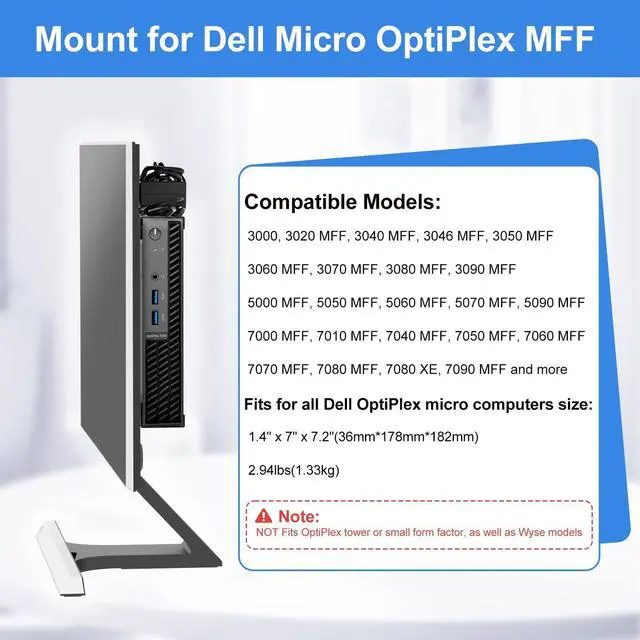 Alt view image 2 of 5 - 2 Pack Mini PC Mount for Dell OptiPlex Micro Form Factor Case Wall VESA and Under Desk Mount for Dell MFF 7080 5070 3000 7060 7090 7010 3060 3040 3046 3050 3090 7080XE Micro PC Mounting Bracket