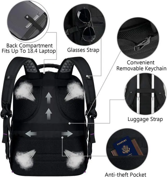 Alt view image 4 of 5 - VECKUSON Unisex 18.4 Inch Laptop Backpack, Purple Rfid, For College Students And Adults