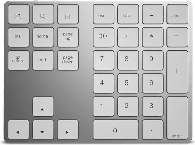 Main image of Number Keyboard 34-Keys Numeric Keypad + USB Type-C Hub Bluetooth Numeric Keypad,Rechargeable Number Pad Slim External Numpad Keyboard Data Entry, for OS, Android(Silver)