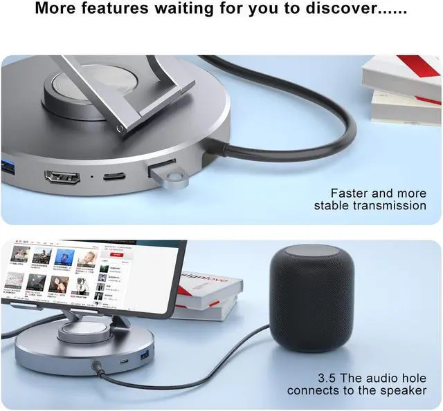 Alt view image 5 of 5 - Docking Station for Steam Deck ROG Ally - 10 in 1 Stream Deck Dock with HDMI 2.0 4K@60Hz, 1000Mbps Gigabit Ethernet, SD/TF, 3.5mm Audio and USB-C PD 100W Speed Charging for Steam Deck, ROG Ally