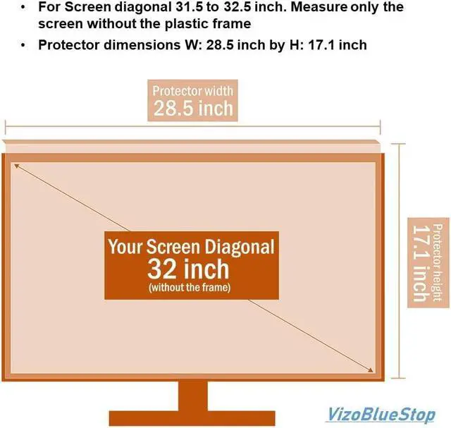 Alt view image 3 of 5 - VizoBlueStop 31.5-32 inch Universal Blue Light Screen Protector for Computer Monitor and TV. Filter & Damage Protection Panel (28.5 x 17.1) Blocking UV Display