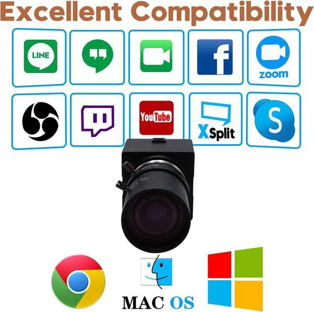 Alt view image 5 of 5 - 5mp USB Camera with Zoom 5-50mm Lens Webcam Variable Focus PC Camera Mini UVC USB2.0 USB with Camera for Computer Manual Zoom Close-up Camera Industrial Varifocal Web Camera for Raspberry Pi Laptop