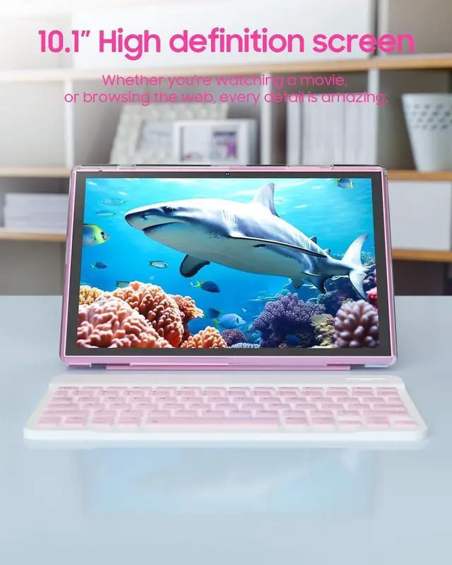 Alt view image 3 of 5 - 2 in 1 Tablet with Keyboard Case Mouse Stylus, 10 inch Tablet Android 14 Tablets PC, 6GB RAM+32GB ROM Support 1TB Expandable, 6000mAh Battery IPS 10.1" Tab 2MP+8MP Dual Camera WiFi-6 Bluetooth Tableta