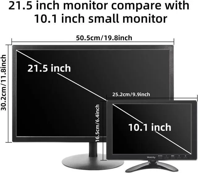 Alt view image 4 of 5 - Wstirhy 10.1 inch Small Monitor (1920x1200) 178deg Screen Display with HDMI VGA AV BNC USB for PC Laptop Computer, Kitchen Monitor Built-in Speaker, VESA, Remote Contro