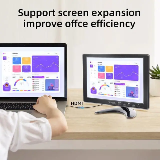 Alt view image 5 of 5 - Wstirhy 10.1 inch Small Monitor (1920x1200) 178deg Screen Display with HDMI VGA AV BNC USB for PC Laptop Computer, Kitchen Monitor Built-in Speaker, VESA, Remote Contro