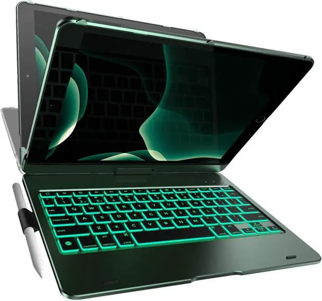 Main image of YEKBEE Case with Keyboard for iPad 9th Generation (10.2", 2021) | 360deg | 7 Modes | Backlit | 12 Colors | Thin, Light & Protective for iPad 9, 8th & 7th Gen, Air 3, Pro 10.5 with Pencil Holder