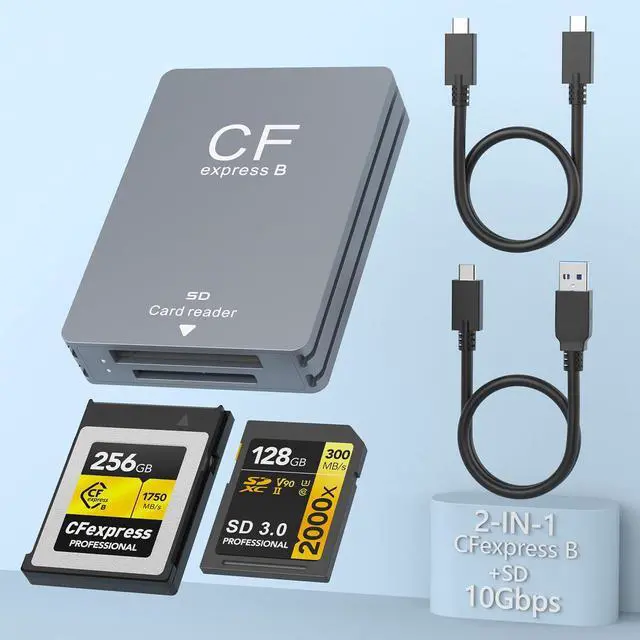 Main image of CFexpress Type B Reader & SD Card Reader USB 3.1 Gen 2 10Gbps CFexpress Card Reader Portable Aluminum CFexpress Memory Card Adapter Thunderbolt 3 Port Connection Support Android/Windows/Mac OS