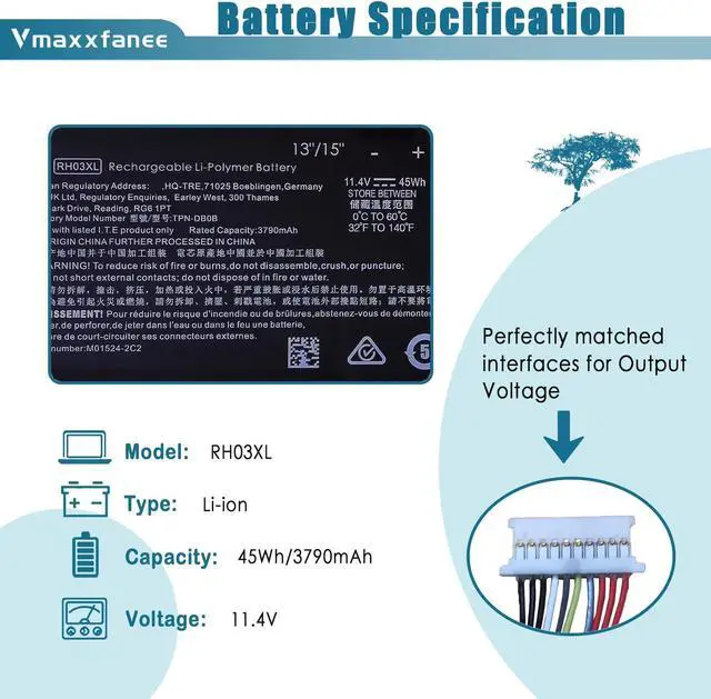 Alt view image 2 of 5 - Vmaxxfanee RH03XL M02027-005 Laptop Battery Replacement for HP ProBook 630 640 650 430 440 445 450 G8 G9 G10 EliteBook 645 650 655 G9 G10 Series RHO3XL M01524-541 M01524-2B1 M01524-AC1 M75017-171
