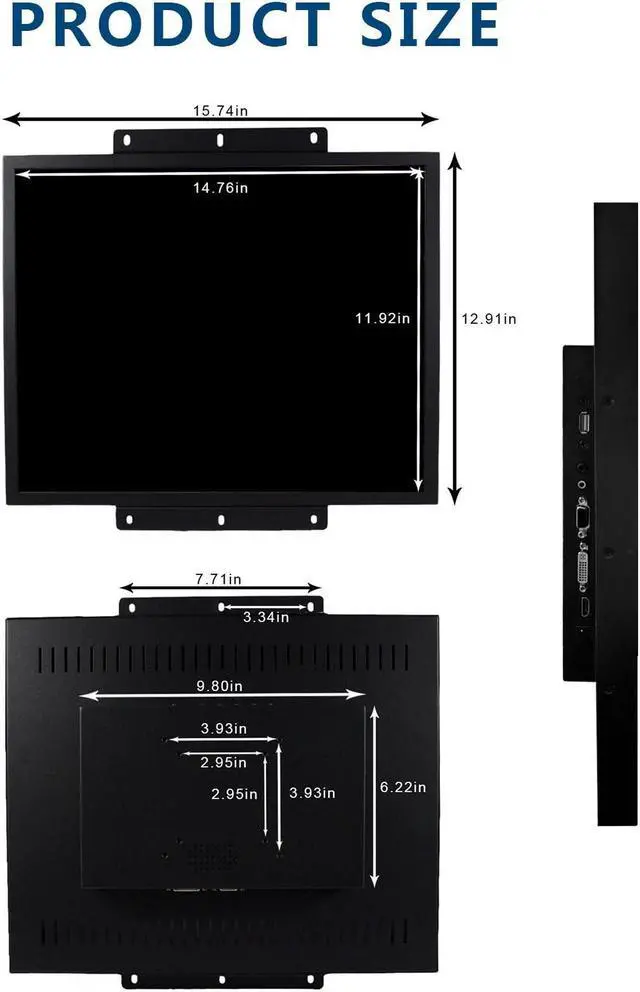 Alt view image 5 of 5 - VSDISPLAY 19'' 1280x1024 IPS LCD Touchscreen Monitor 4:3 with VGA DVI Input for DIY Gaming/PC/Industrial Extra Display