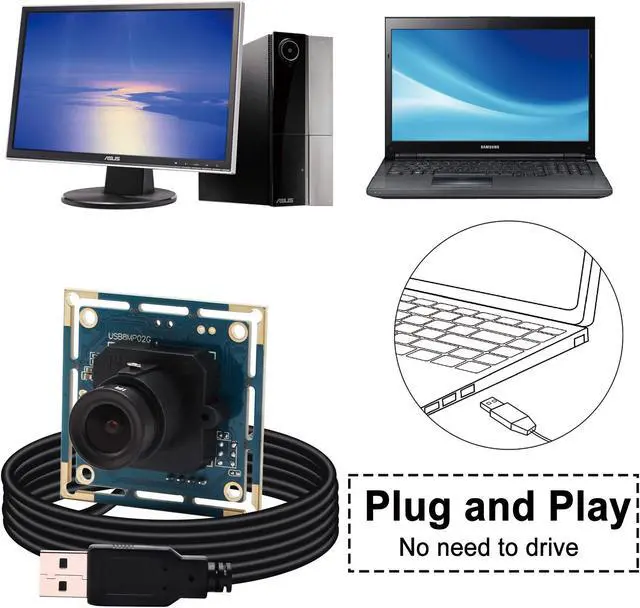 Alt view image 3 of 5 - 8MP USB Camera Module for Computer - Wide Angle PC Webcam Board With 3.6mm Lens, IMX179 Sensor, 4K UVC USB2.0 for Lightburn, Raspberry Pi, Mac, Jetson Nano, Security CCTV