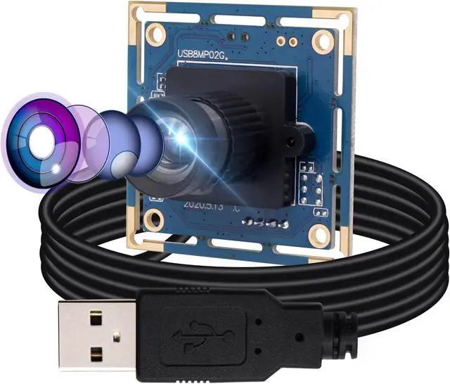 Main image of 8mp USB Camera Module for Computer Wide Angle PC Camera 75degree No Distortion Lens Webcam Board Mini UVC USB2.0 Lightburn Camera IMX179 USB with Camera 4K USB Security CCTV Camera for Raspberry Pi