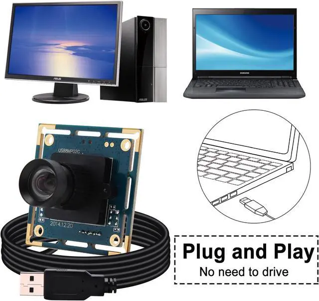 Alt view image 3 of 5 - 8mp USB Camera Module for Computer Wide Angle PC Camera 75degree No Distortion Lens Webcam Board Mini UVC USB2.0 Lightburn Camera IMX179 USB with Camera 4K USB Security CCTV Camera for Raspberry Pi