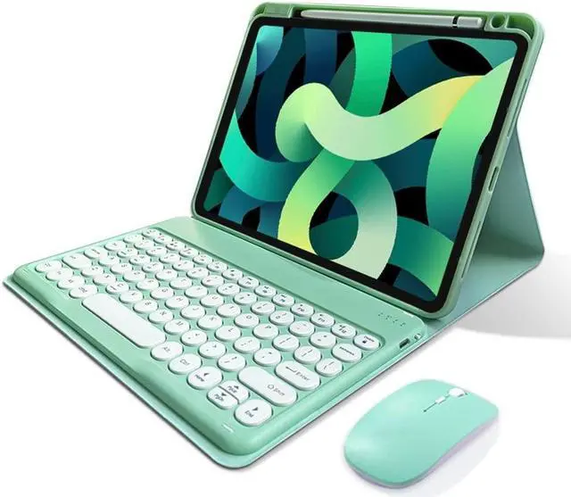 Main image of kaitesi Keyboard Case Mouse for iPad Air 11" (M3/M2)/ Air 5th/ 4th Generation 10.9"/ iPad Pro 11 4th/3rd/2nd/1st Gen Cute Round Keys Detachable Keyboard (Mint Green)