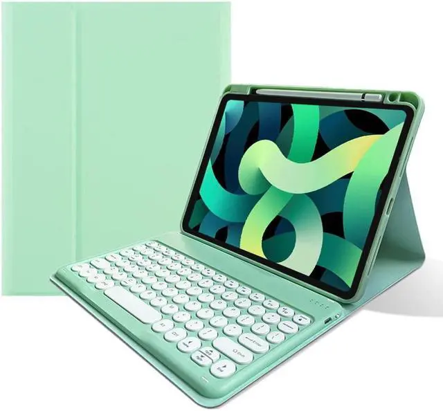 Alt view image 2 of 5 - kaitesi Keyboard Case Mouse for iPad Air 11" (M3/M2)/ Air 5th/ 4th Generation 10.9"/ iPad Pro 11 4th/3rd/2nd/1st Gen Cute Round Keys Detachable Keyboard (Mint Green)