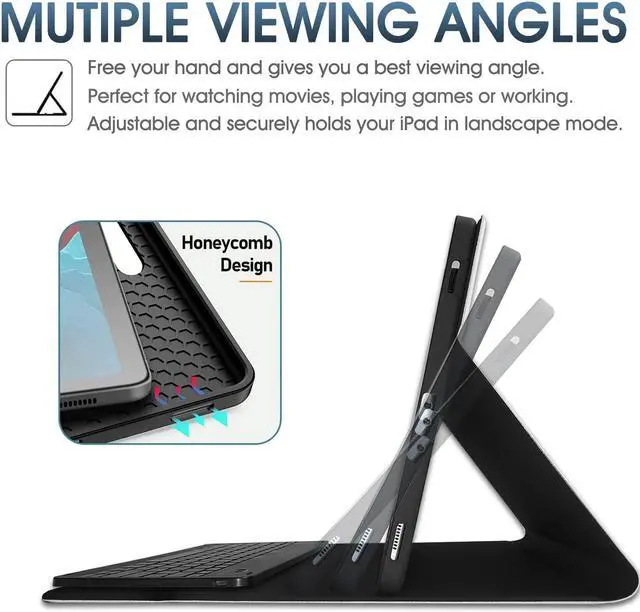 Alt view image 3 of 5 - Backlit Keyboard Case for Samsung Galaxy Tab S8 Ultra 14.6 Inch 2022 with S Pen Holder, Wineecy 7 Colors Backlight Detachable Wireless Keyboard & PU Folio Stand Cover Case for SM-X900 / SM-X906 Tablet