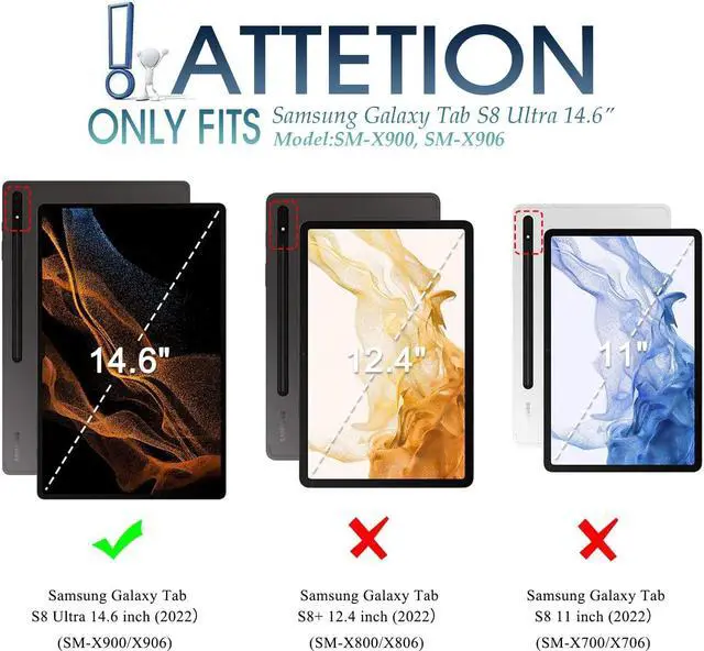 Alt view image 2 of 5 - Backlit Keyboard Case for Samsung Galaxy Tab S8 Ultra 14.6 Inch 2022 with S Pen Holder, Wineecy 7 Colors Backlight Detachable Wireless Keyboard & PU Folio Stand Cover Case for SM-X900 / SM-X906 Tablet