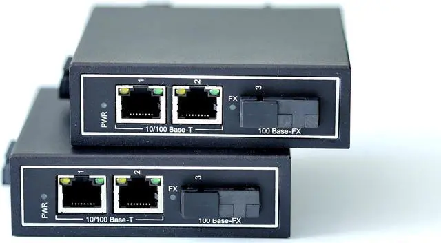 Alt view image 3 of 5 - WIWAV WDH-2ET1FX-DC 10/100Mbps 3-Port Industrial Ethernet Media Converter with DIN Rail/Multi-Mount(UL Listed,Pack of 2,Fanless,-30~75)