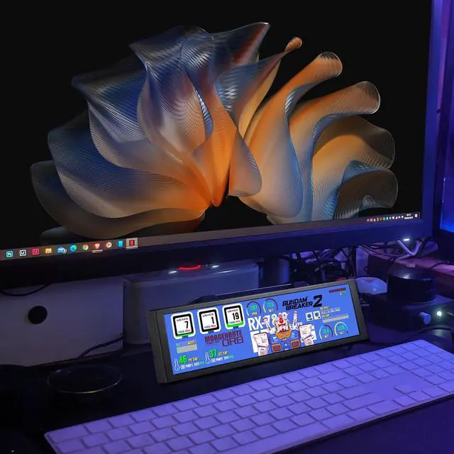 Alt view image 4 of 5 - wisecoco 7.84 Inch Secondary Screen Stretched Bar LCD Display with Casing HD IPS 1280x400 for Laptop Computer Health Speed Temperature Windows Aida64 CPU GPU Monitoring