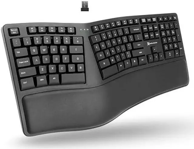Main image of X9 Wireless Ergonomic Keyboard with Wrist Rest - Type Naturally and Comfortably Longer - Full Size Rechargeable 2.4G Ergonomic Keyboard Wireless - 110 Key Split Ergo Computer Keyboard for PC | Chrome
