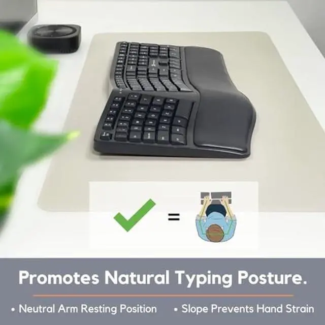 Alt view image 4 of 5 - X9 Wireless Ergonomic Keyboard with Wrist Rest - Type Naturally and Comfortably Longer - Full Size Rechargeable 2.4G Ergonomic Keyboard Wireless - 110 Key Split Ergo Computer Keyboard for PC | Chrome
