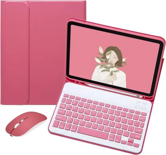 Main image of YEEHi iPad Mini 5th Generation iPad Mini 4 Keyboard Case Mouse Color Keyboard Cute Detachable Removable Bluetooth Keyboard Cover for iPad Mini 5 mini 4 (Dark Pink)