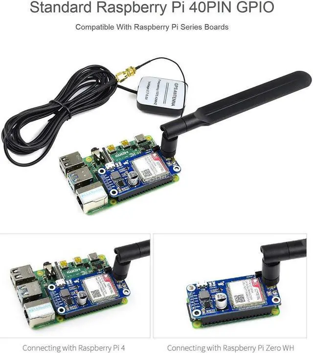 Alt view image 3 of 5 - NB-IoT Cat-M GPRS GNSS 2G HAT Based on SIM7070G for Raspberry Pi 4 3 Zero WH Support Global Band with GNSS Positioning Low Power Narrow Band Cellular Wireless Communication LTE GPRS Module @XYGStudy