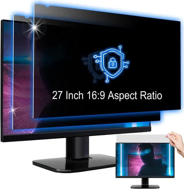 Main image of YAKAI[(2-PACK Computer Privacy Screen Filter 27 Inch for 16:9 Aspect Ratio Widescreen Monitor, Anti-Spy & Anti-Glare Blue Light Blocking Protector - WxH: 23 9/16" x 13 1/4" (598mm x 337mm)