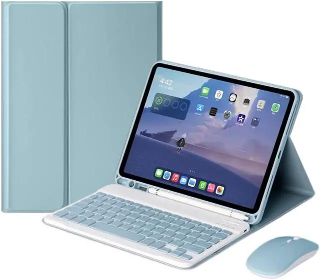 Main image of AnMengXinLing Keyboard Case for iPad 11th(A16)/iPad 10th Generation 2022 with Mouse Detachable Wireless Bluetooth Keyboard Pencil Holder Slim Leather Cover for iPad11/iPad10, (Blue)