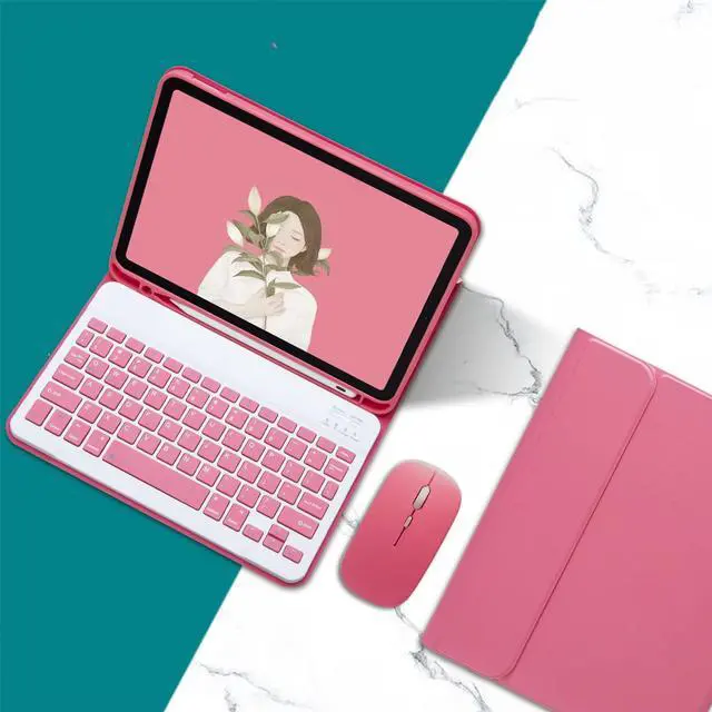 Alt view image 2 of 5 - AnMengXinLing Keyboard Case for iPad Mini 5 with Mouse, Detachable Wireless Bluetooth Keyboard Pencil Holder Slim Leather Smart Cover for iPad Mini 5th Gen 2019,New Pink