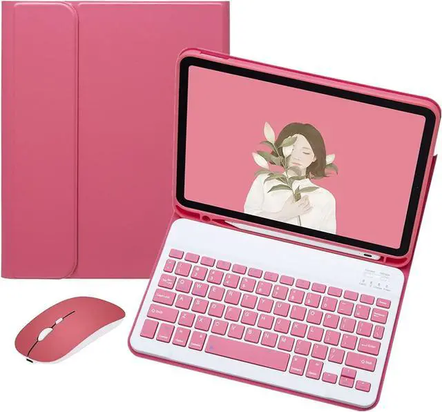 Main image of AnMengXinLing iPad Air 11 inch (M2) Case with Keyboard Mouse, iPad Air 6th Gen/iPad Air 5th/4th Gen Keyboard Case with Pencil Holder for iPad Air 11 2024/Air 5/Air 4, (New Pink)