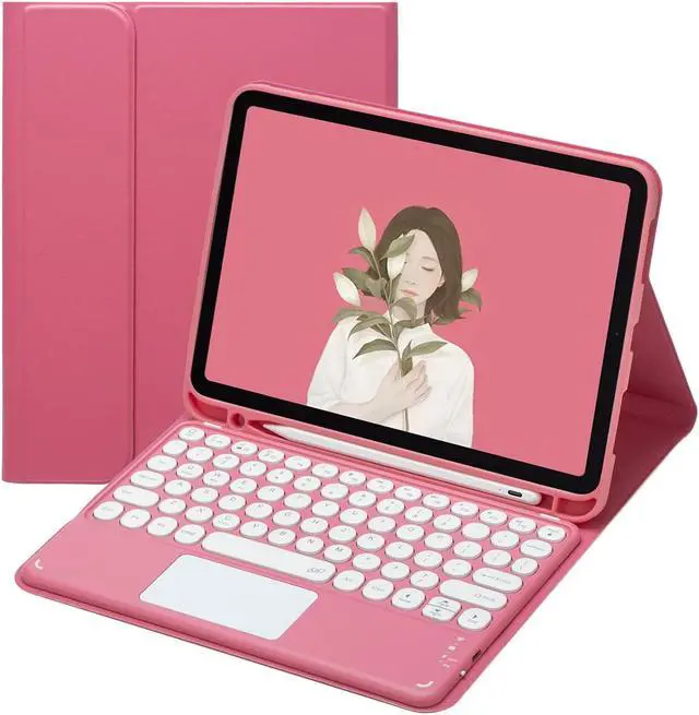 Main image of AnMengXinLing Keyboard Case for iPad 9.7 inch 2018 (6th Gen) /2017 (5th Gen) / Pro 9.7 /Air 2&1-Touchpad Detachable Keyboard with Pencil Holder -Slim Leather Folio Smart Cover (New Pink)