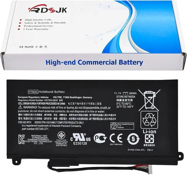 Main image of VT06XL VT06 Laptop Battery for HP Envy 17-3000 17-3070 17-3200 17t-3000 17t-3200 TPN-I103 HSTNN-IB3F HSTNN-DB3F 657240-151 657240-171 657240-251 657240-271 657503-001 996TA008H VT06086XL 11.1V 86Wh