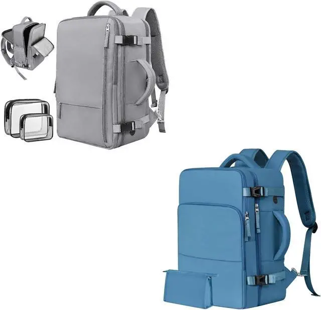 Main image of Rinlist Travel Backpack for Women Men (Grey+Dark Blue)