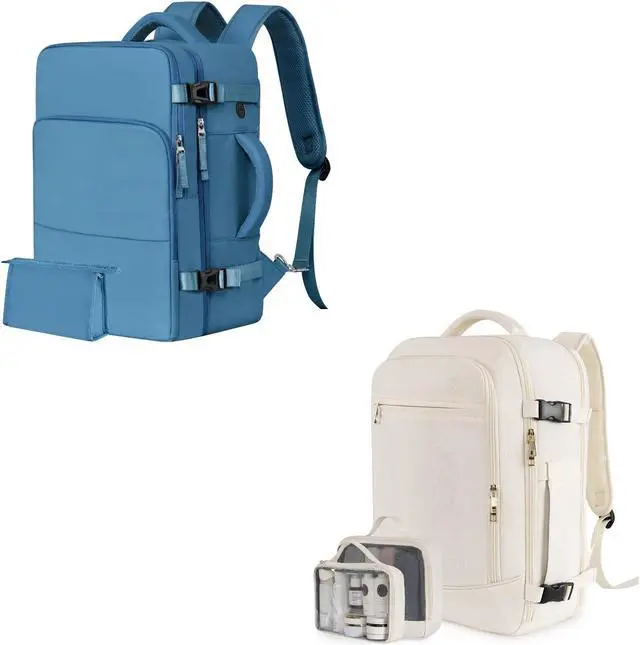 Main image of Rinlist Travel Backpack for Men Women (Dark Blue+Beige)