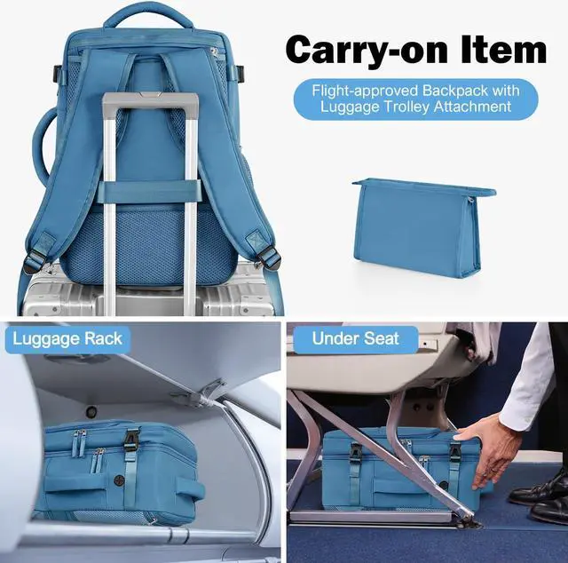 Alt view image 3 of 5 - Rinlist Travel Backpack for Men Women (Dark Blue+Beige)