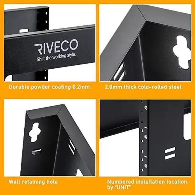 Alt view image 4 of 5 - RIVECO 4U Open Frame Rack Wall Mount & Desktop Mount, No Assembly Required Server Rack for Network Equipment & Data AV HiFi Stereo Gaming Electronics Shelf