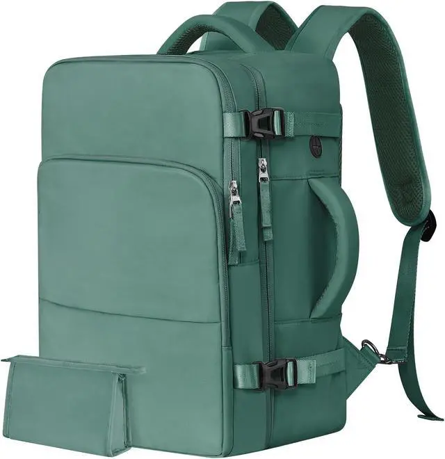 Alt view image 2 of 5 - Rinlist Travel Backpack for Men Women (Dark Green+Peacock Green)