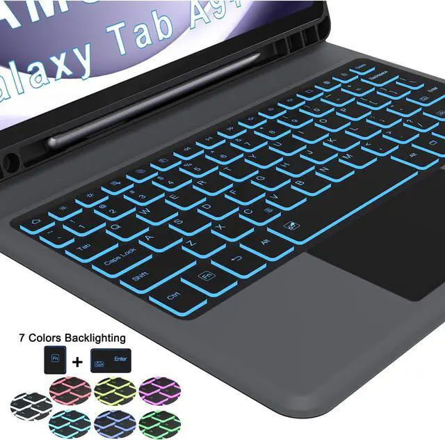 Alt view image 5 of 5 - Folio Touch Keyboard Case for Samsung Galaxy Tab A9+ 11 inch - Slim Wireless Smart Touch Trackpad Keyboard Folio Tablet Cover - Backlit Keyboard with Kickstand for Tab A9 Plus 11" 2023 Black