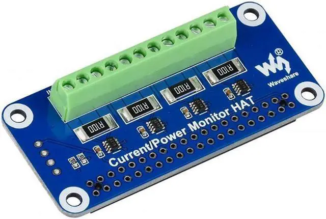 Main image of Waveshare 4-ch Current/Voltage/Power Monitor HAT for Raspberry Pi, I2C/SMBus Interface, Easy to Monitor Each Channel's Current, Voltage, and Power Consumption
