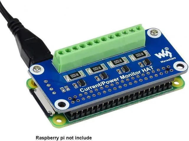 Alt view image 5 of 5 - Waveshare 4-ch Current/Voltage/Power Monitor HAT for Raspberry Pi, I2C/SMBus Interface, Easy to Monitor Each Channel's Current, Voltage, and Power Consumption
