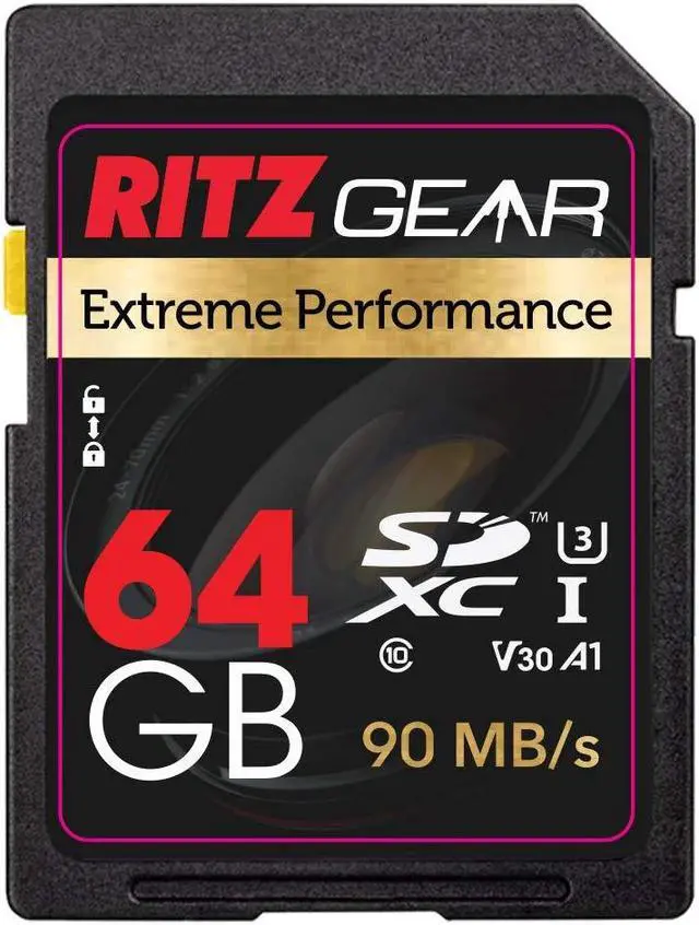 Alt view image 3 of 5 - RITZ GEAR Extreme Performance High Speed UHS-I SDXC 64GB 90/45 MB/S U3 A1 C10 V30 MemoryCard(2 Units) Designed for SDDevices That can Capture Full HD,3D,and4K Video as Well as raw Photography+SD Case