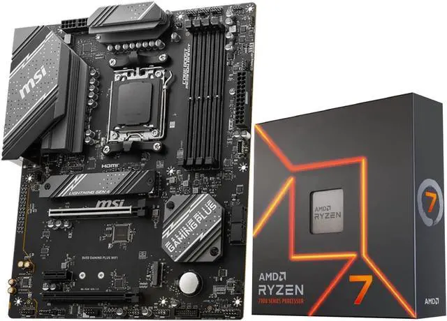 Main image of INLAND AMD Ryzen 7 7700X CPU Processor with MSI B650 Gaming Plus WiFi Gaming Motherboard(AM5, ATX, DDR5, PCIe 4.0, Wi-Fi 6E), Sold by Micro Center