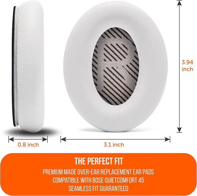 Alt view image 5 of 5 - WC PadZ QC45 - Earpads for Bose QuietComfort 45 / QuietComfort Se/QuietComfort Wireless, Made by Wicked Cushions | Extra Thick Cushion | Premium Durable Stitching | White Smoke