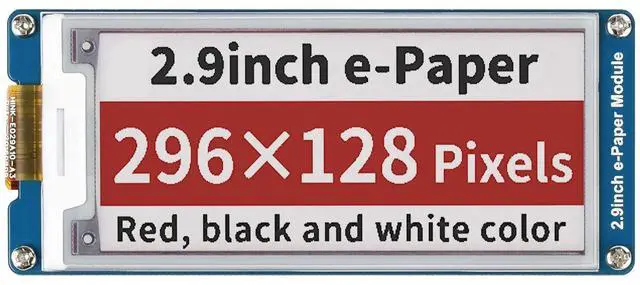 Main image of waveshare 2.9inch E-Paper E-Ink Display Module Compatible with Raspberry Pi 4B/3B+/3B/2B/B+/A+/Zero/Zero W/WH/Zero 2W Series Boards 296x128 Pixels Red/Black/White Three-Color SPI Interface