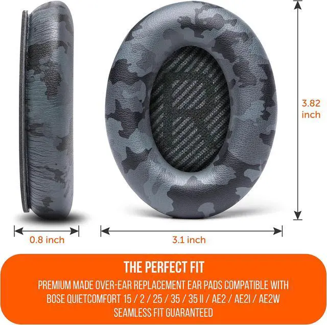 Alt view image 5 of 5 - WC Wicked Cushions Upgraded Replacement Ear Pads for Bose QC35 & QC35ii (QuietComfort 35) Headphones & More - Softer Leather, Luxurious Memory Foam, Added Thickness, Extra Durability | Black Camo