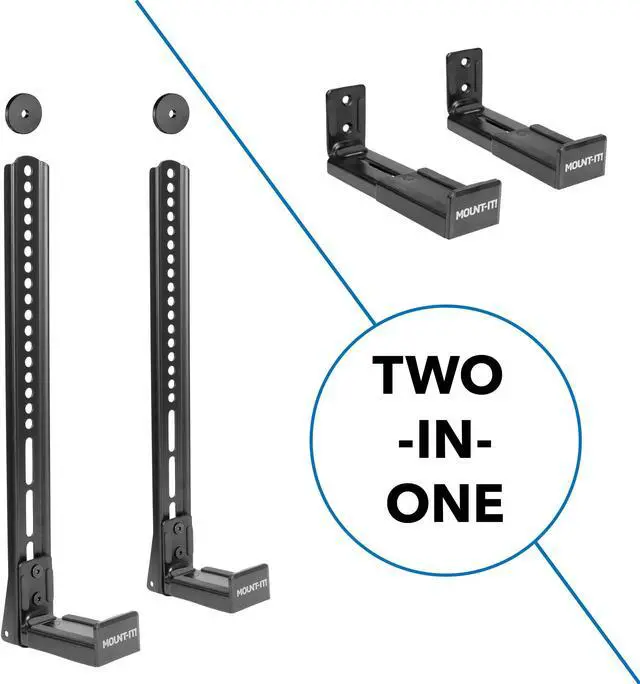 Alt view image 2 of 5 - Mount-It! Soundbar Mount for TV and Wall Mounting | 2-in-1 Soundbar Bracket for Back of TV or Wall Mount Installation | Universal Base Fits All Soundbars