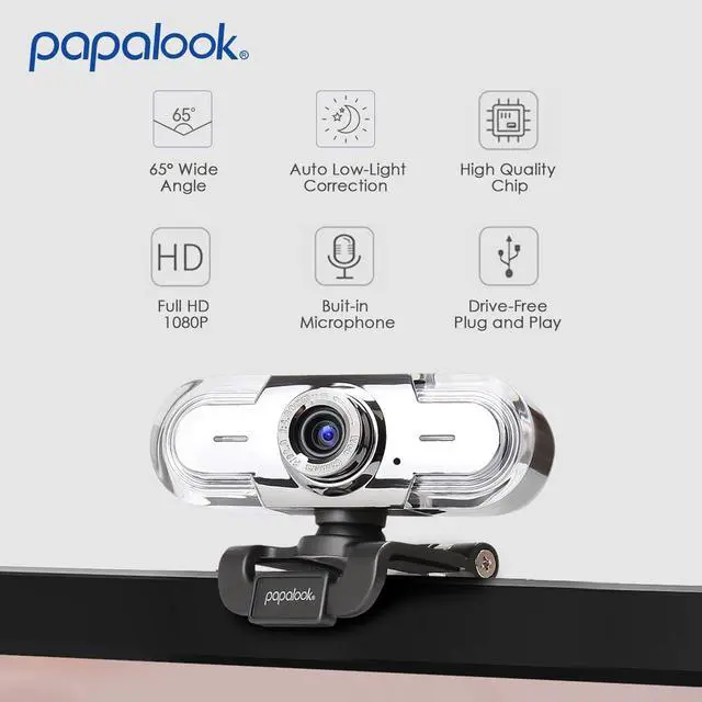 Alt view image 2 of 5 - papalook PA452 Full HD 1080P Webcam with Microphone, Plug and Play USB Web Camera 65° View Angle for PC Computer Laptop Video Calling Online Class YouTube Zoom Meeting Teams, Compatible with Windows