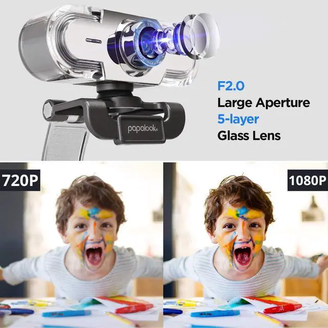 Alt view image 3 of 5 - papalook PA452 Full HD 1080P Webcam with Microphone, Plug and Play USB Web Camera 65° View Angle for PC Computer Laptop Video Calling Online Class YouTube Zoom Meeting Teams, Compatible with Windows