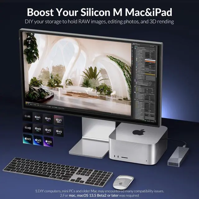 Alt view image 4 of 5 - GiGimundo GAM2-U4 USB4 NVMe Enclosure 40Gbps, Active Cooling Fan Built-in, CNC Craft, Max 8TB, UASP M.2 SSD Caddy for Silicon M USB4 Thunderbolt 3/4 Mac Mini Studio, MacBook Air Pro, iMac, etc, Grey